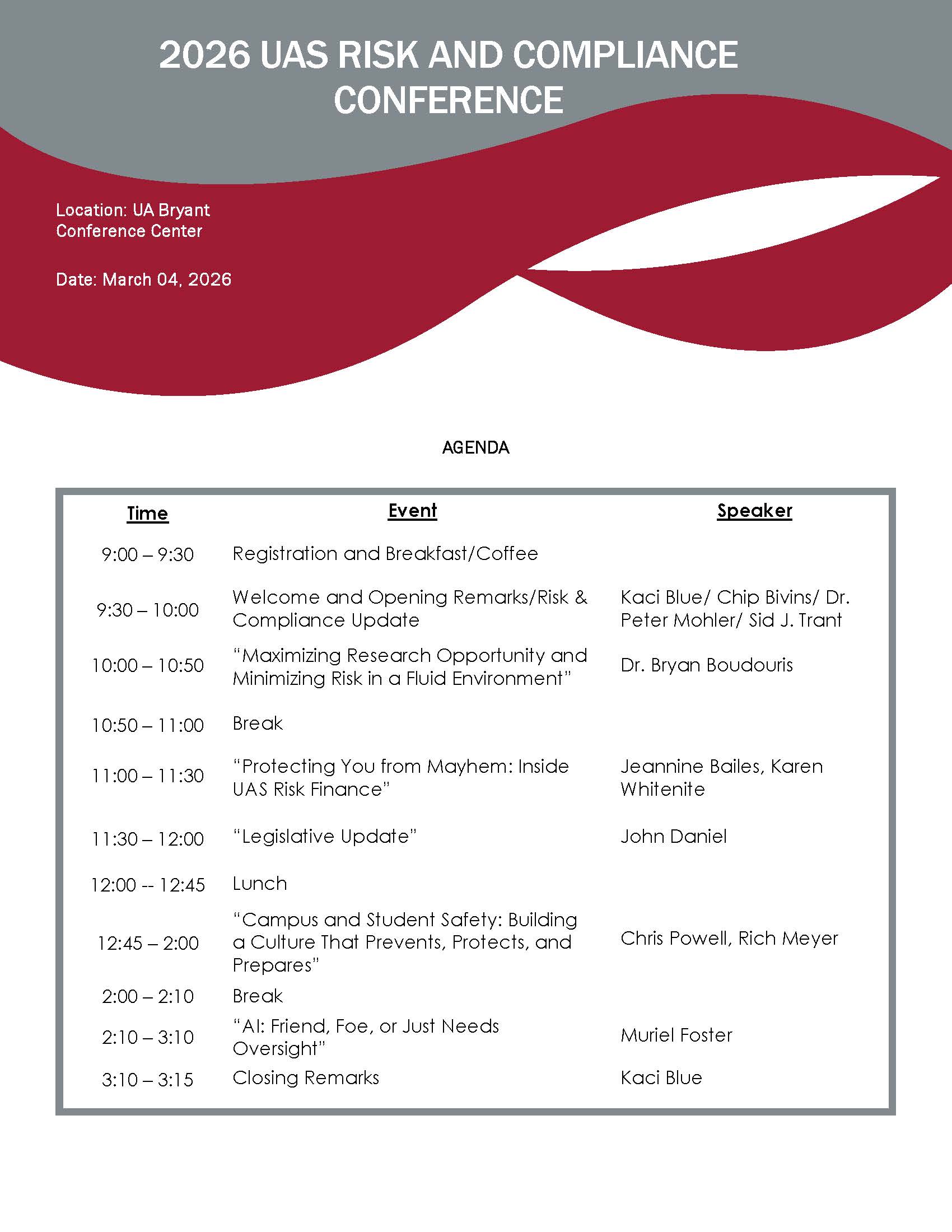 FINAL UAS 2026 Risk and Compliance Conference Agenda