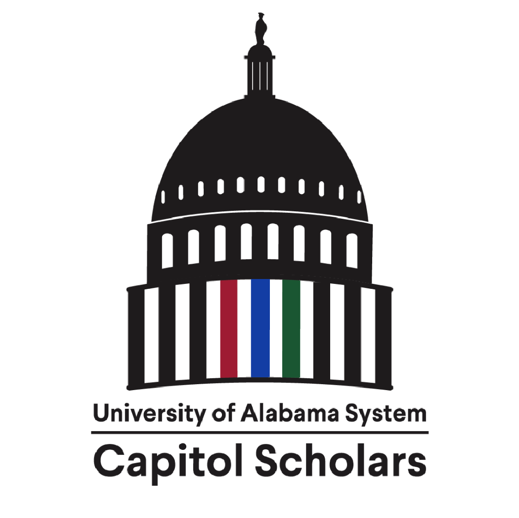 Capitol Scholar Program logo with image of the Capital's Rotunda and The University of Alabama System three bar logo.
